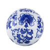 Set of 3 Blue and White Ceramic Decorator Balls - 10 cm Blue Floral