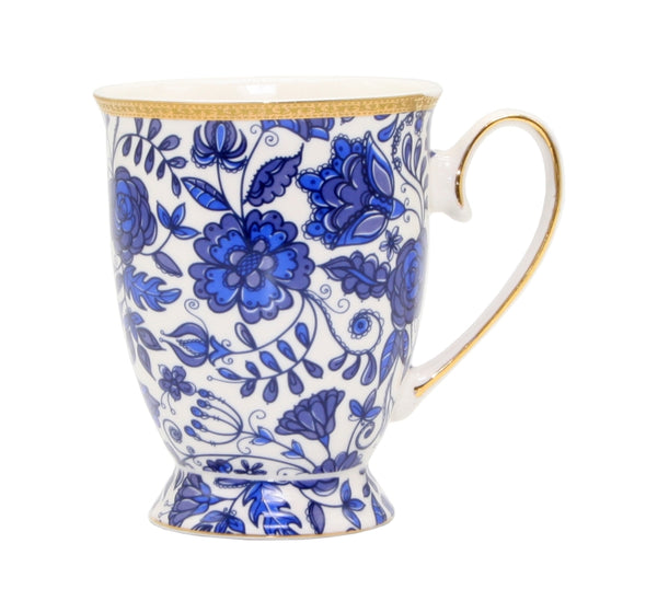 Blue and White Floral Tea or Coffee Mug