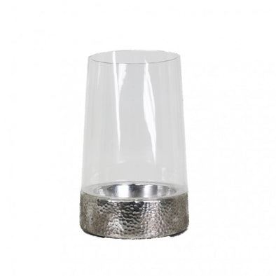 Silver and Glass Candle Holder - 28 cm