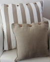 Putty Beige Solid Colour Cotton Linen Cushion Cover with Beige and White Stripe Ohara
