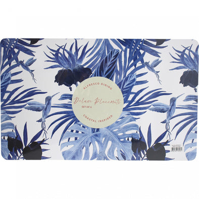 Set of 4 Placemats - Blue and White Hummingbird