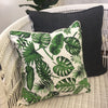 Tropical Palm Green and Off White Cushion Cover - 40 x 40 cm
