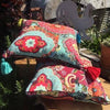 Bright Multi Colour Mexican Boho Pattern Cushion Cover with Tassels - Otto