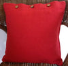 Bright Red Solid Colour Cotton Linen Cushion Cover - Reddy Red