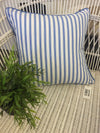Byron Bay Blue and White Ticking Stripe Cushion Cover - 2 Sizes