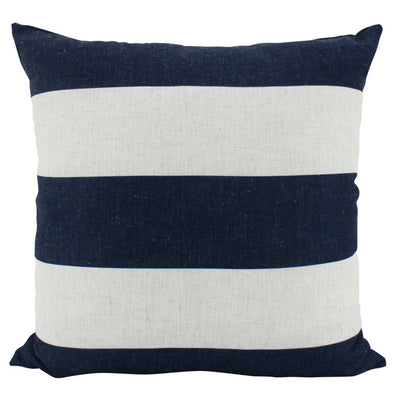 Navy Blue and Natural White Stripe Cushion
