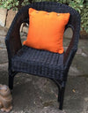 Citrus Orange Solid Colour Cotton Linen Cushion Cover in Black Chair