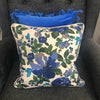 Set of 2 Cushion Covers Royal Blue Velvet and Garden Floral