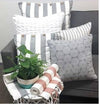 Grey and White Striped Cushion Cover Amalfi with Virgo Grey and Dew Drops Ash Grey