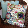 Ice Blue Solid Colour Cotton Linen Cushion Cover with Wildflower Blue