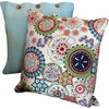 Ice Blue Solid Colour Cotton Linen Cushion Cover with Wildflower Blue  P