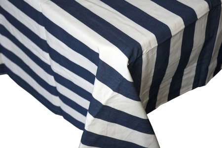 Table Cloth Navy and White Stripe 100% Cotton 150 x 250 cm Hamptons Coastal Style