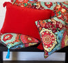 Bright Multi Colour Mexican Boho Pattern Cushion Cover with Tassels - Otto with Red Chenille