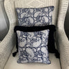 Navy and White Paisley Cushion Cover - 2 Sizes