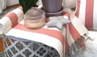 Pink and White Stripe with Fringe Trim Set of 4 Placemats - Capri 