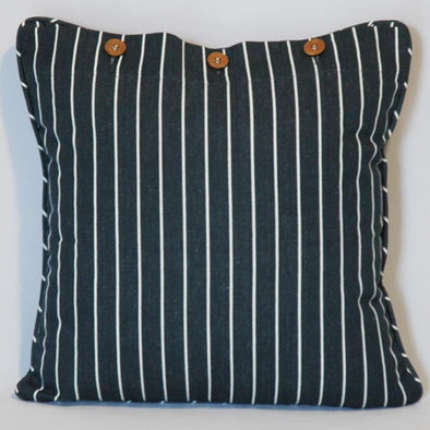 Charcoal Grey and White Stripe Cushion Cover - 40 x 40 cm