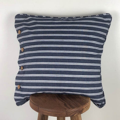 Cotton Ticking Navy and White Stripe Cushion Cover