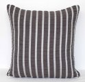 Slate Grey Charcoal and White Stripe in Ruched Seersucker Cotton Cushion Cover - Parker Shale