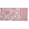 Rose Pink and White Floral Table Runner with Pom Pom Trim