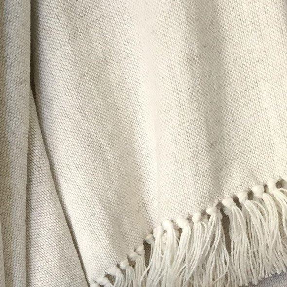 Natural Linen/Cotton Throw with Tassels