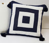 Navy and White Stripe Cushion Cover with Tassels - Mode
